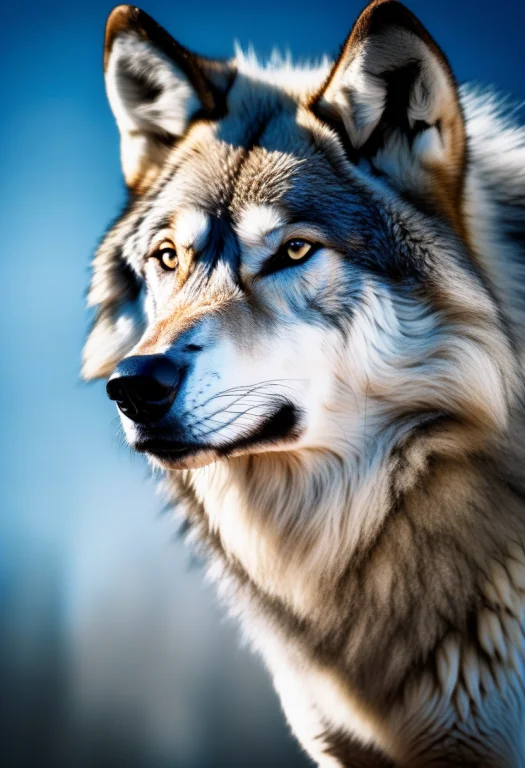 A Wolf With Fur Woven From Drifting Mist, High Key Lighting,...
