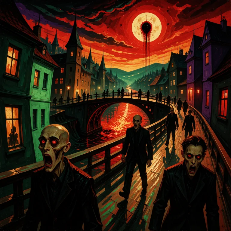 An Infernal Cityscape In The Style Of Edvard Munch, Max Beck...