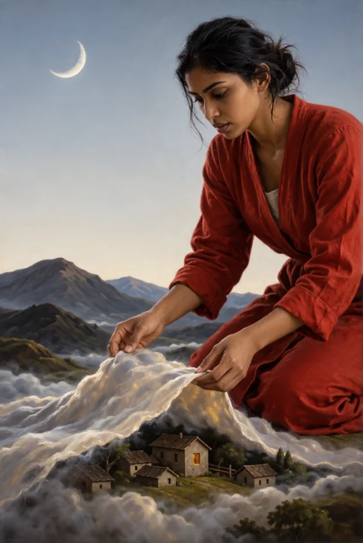 A Surreal Masterpiece Oil Painting Of A Motherly Creator Pul...