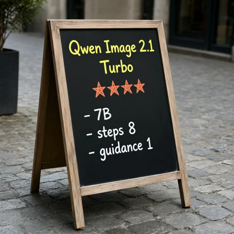 Urban Exterior Setting. A-frame Chalkboard Sign On Cobblesto... — Stable Diffusion AI Prompt: Urban exterior setting. A-frame chalkboard sign on cobblestone street. Yellow co...