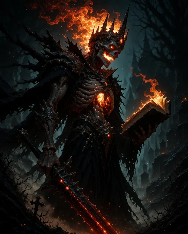 Subject And Action A Terrifying Undead Lich Standing In A Mo...