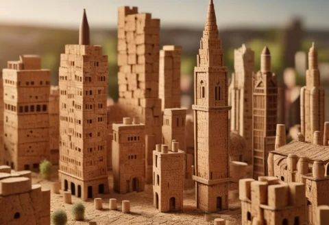 Corkworld, Wide Intricate Mesmerizing Cityscape Of Skyscrape... — SDXL AI Prompt: corkworld, wide intricate mesmerizing cityscape of skyscrapers built from cork,...