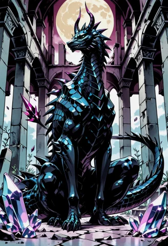 Masterpiece, Best Quality, Absurdres, Solo, Enormous Basilis... — Stable Diffusion AI Prompt: masterpiece, best quality, absurdres, solo, enormous basilisk serpent, glossy bl...