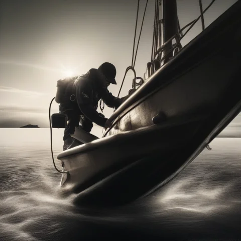 Masterpiece, Best Quality, A Diver Adjusting Gear On A Rocki... — SDXL AI Prompt: masterpiece, best quality, a diver adjusting gear on a rocking boat, hyperrealis...