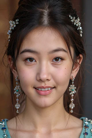 This Is A Close-up Photograph Of A Womans Face. She Appears... — Stable Diffusion AI Prompt: This is a close-up photograph of a woman's face. She appears to be of East Asian...