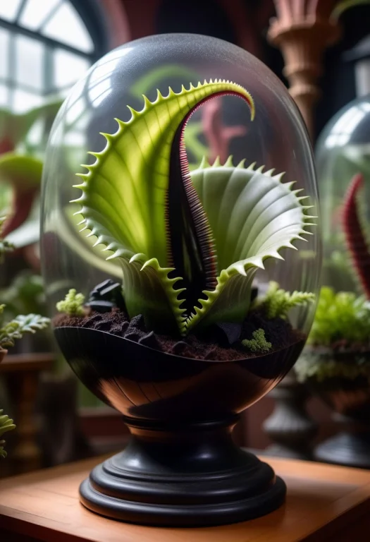 8k, Raw Digital Photo, A Giant Venus Flytrap Made Entirely O...