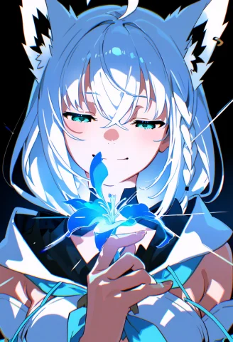 1girl, Smile, Shirakami Fubuki, Upper Body, Hand Up, Looking... — Stable Diffusion AI Prompt: 1girl, smile, shirakami fubuki, upper body, hand up, looking down, half-closed e...