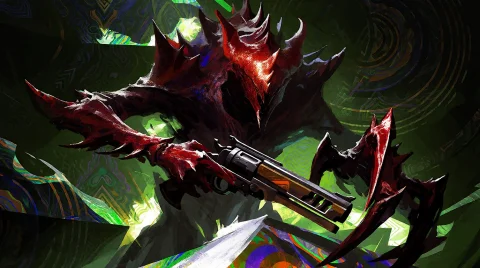 Thorn, The Iconic Hand Cannon From Destiny, Is Being Wielded... — Stable Diffusion AI Prompt: Thorn, the iconic hand cannon from Destiny, is being wielded by a slender, crims...