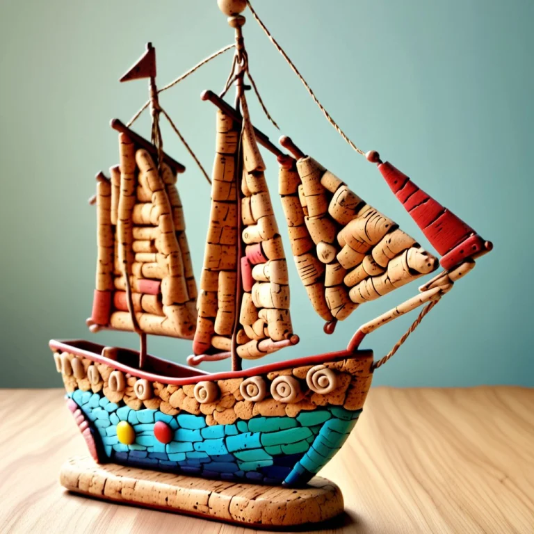 Cork Sailing Ship Whimsical Playful Colorful