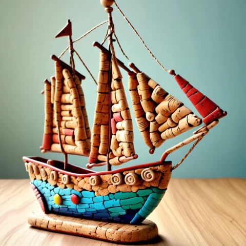 Cork Sailing Ship Whimsical Playful Colorful — SDXL AI Prompt: Cork sailing ship Whimsical playful colorful!