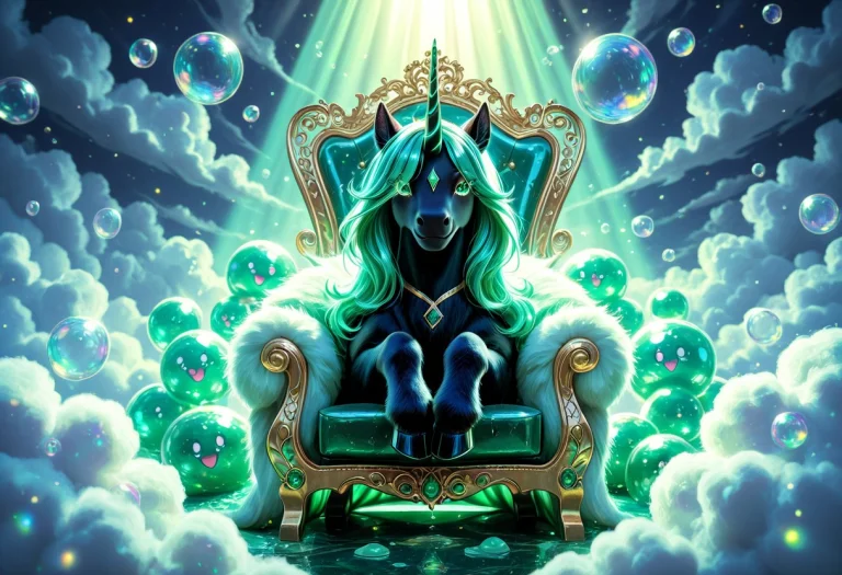 A Whimsical, Joyful Fantasy Illustration A Kawaii Queen With...