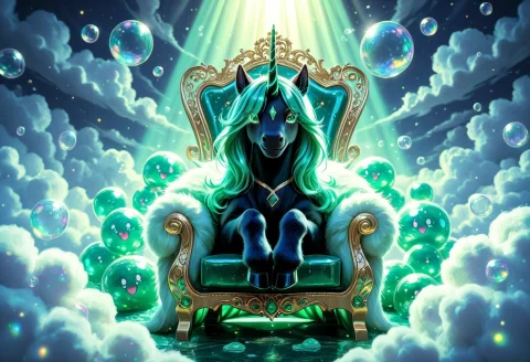 A Whimsical, Joyful Fantasy Illustration A Kawaii Queen With... — Stable Diffusion AI Prompt: A whimsical, joyful fantasy illustration: A kawaii queen with a bright smile and...