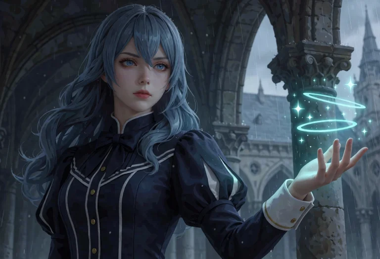 Anime Style, Semi-realistic Digital Painting, Young Woman Wi...
