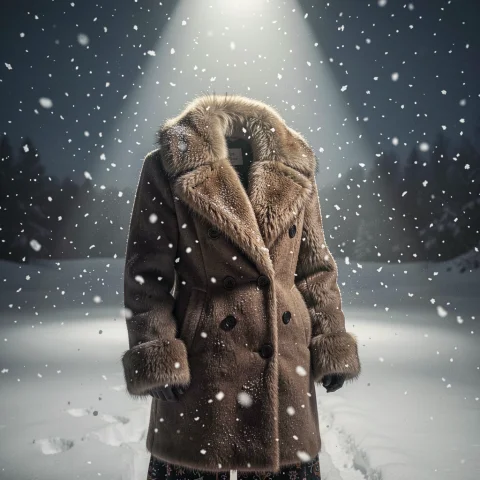 A Fur-trimmed Coat In Falling Winter Snow, Photorealistic, S... — Stable Diffusion AI Prompt: a fur-trimmed coat in falling winter snow, photorealistic, spotlight, leading li...
