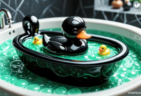Lazypos, Model Of A Cute Rubber Duck, Made Of Obsidian, Surr... — SDXL AI Prompt: lazypos, model of a cute rubber duck, made of obsidian, surrounded by bathtub, f...