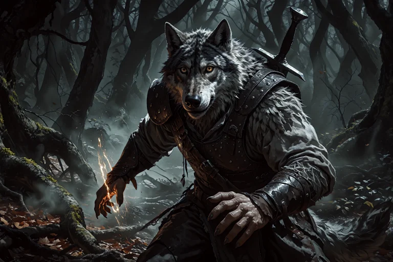 An Adult Anthropomorphic Grey Wolf Man With A Muscular, Athl...