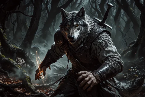 An Adult Anthropomorphic Grey Wolf Man With A Muscular, Athl... — Stable Diffusion AI Prompt: An adult anthropomorphic grey wolf man with a muscular, athletic humanoid build...