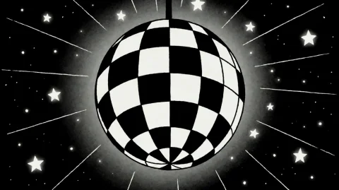 Prspls2007, A Stylized Disco Ball, Composed Of Alternating B... — Stable Diffusion AI Prompt: prspls2007, A stylized disco ball, composed of alternating black and white squar...