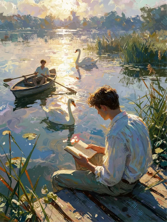 Artwork Combining Luminism And Impressionism, Rendered In A...