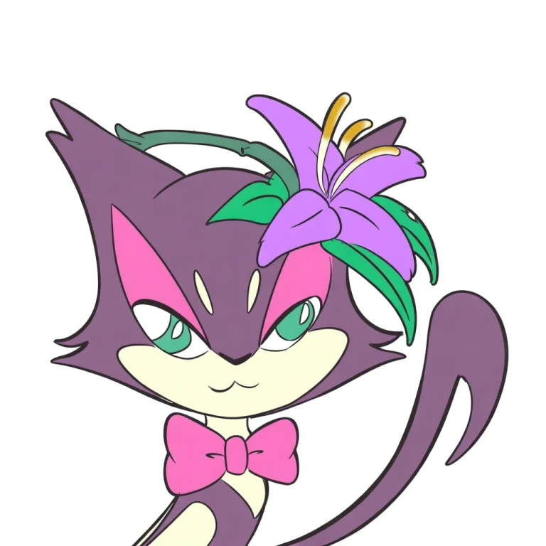A Depiction Of Pmpurrloin Wearing A Pink Bowtie And Adorned...