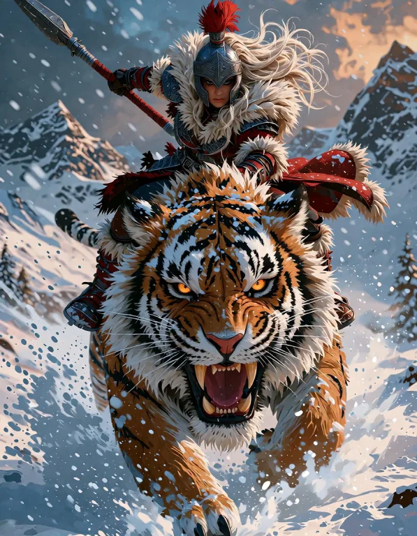 A Highly Detailed, Cgi-rendered Artwork Depicting A Fierce A...