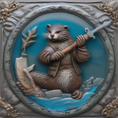 Fused Glasss,otter,spear,wielding Weapon,ornate Shield,heroi... — SDXL AI Prompt: fused glasss,otter,spear,wielding weapon,ornate shield,heroic,male,masterpiece,h...