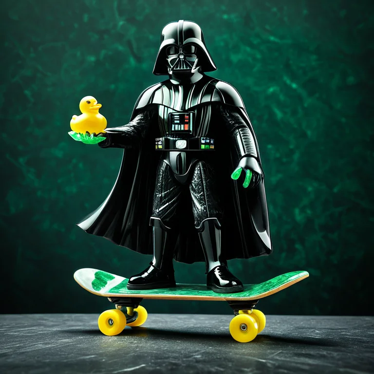 Darth Vader In Sunglasses Riding A Skateboard While Holding...