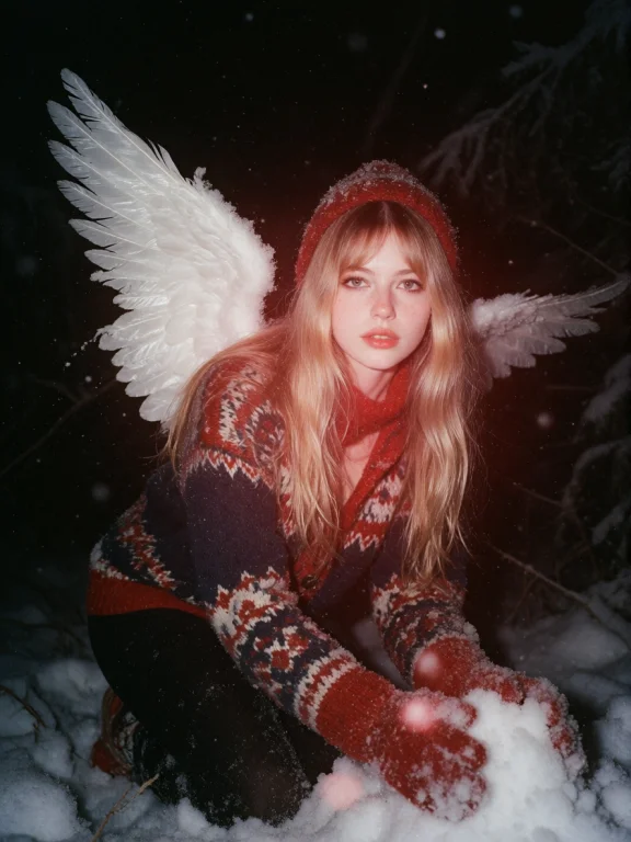 A Pretty Young Woman Angel With Long Blond Hair With Large W...