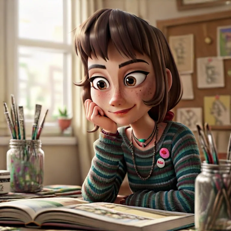 Fidge88, 1girl, Brown Hair, Solo, Jewelry, Brown Eyes, Ai-ge...