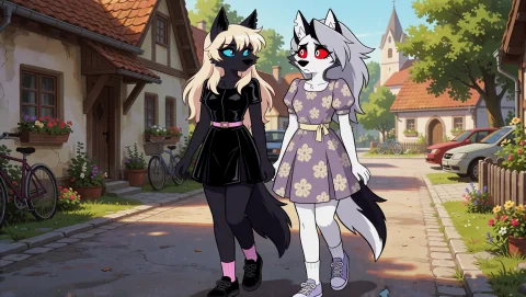 Lisa, Anthropomorphic Black Wolf Girl With Solid Jet-black F... — Stable Diffusion AI Prompt: Lisa, anthropomorphic black wolf girl with solid jet-black fur, bright blue eyes...