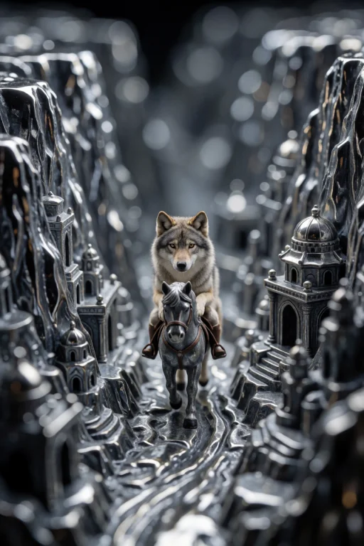 A Breathtaking Macro Photograph Of A Cute Real Gray Wolf Rid...