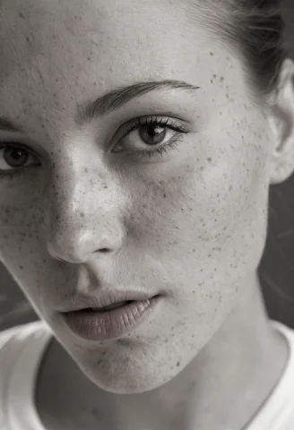 High-resolution Monochrome Portrait Close-up, Focusing On Ha... — SDXL AI Prompt: high-resolution monochrome portrait close-up, focusing on half of a woman’s face...