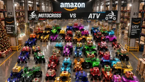 Add Amazon Logo In The Top And Make This A Motocross-vs-atv... — Stable Diffusion AI Prompt: add Amazon logo in the top and make this a Motocross-vs-ATV screenshot, turn thi...