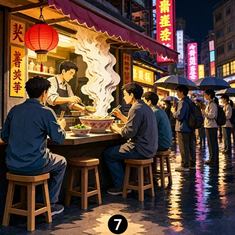 Lorapqwenimage218stepv011.0 Bright 2d Paper-cut Scene Of A G... — Stable Diffusion AI Prompt: Bright 2D paper-cut scene of a glowing late-night noodle stall on a city corner...