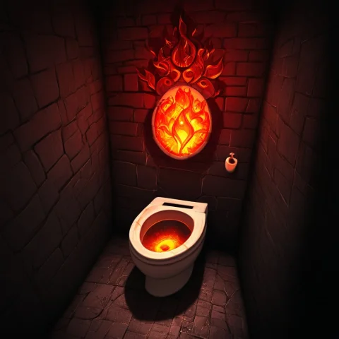 Havvoricfiredarkstyle, A Golden Toilet Sitting In The Middle... — SDXL AI Prompt: HavvoricFireDarkstyle, a golden toilet sitting in the middle of a dark gothic du...