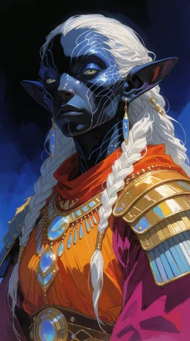 Detailed Gouache Painting Close-up Shot Of A Svirfneblin Wi... — Stable Diffusion AI Prompt: detailed gouache painting :: close-up shot of a svirfneblin with opalescent skin...