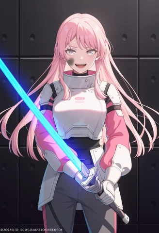 1 Girl, Chihaya Anon,pink Hair,gloves,,indoors White Armor O... — Stable Diffusion AI Prompt: 1 girl, chihaya anon,pink hair,gloves,,indoors white armor of space wars,with ou...