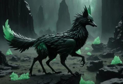 Jade Green, Obsidian Black, Cowards In The Grip Of Fear A Fo... — SDXL AI Prompt: jade green, obsidian black, Cowards in the grip of fear A fox the chicken disapp...