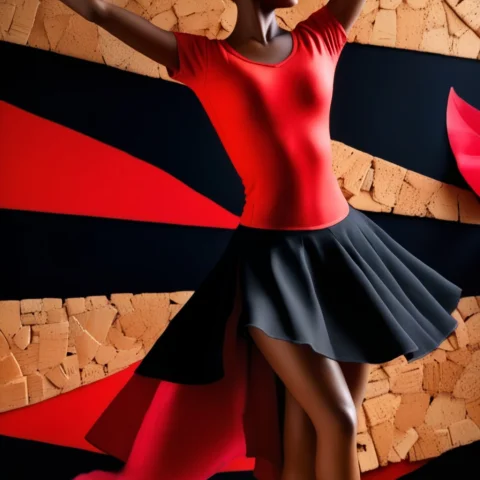 Corkworld Style, Pure Black Figure, Woman, Ballerina, Bright... — SDXL AI Prompt: corkworld style, pure black figure, woman, ballerina, bright red tutu, leg in ai...