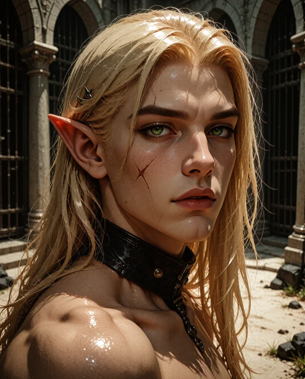A Highly Detailed Digital Painting Of A Beautiful Male Elf W...