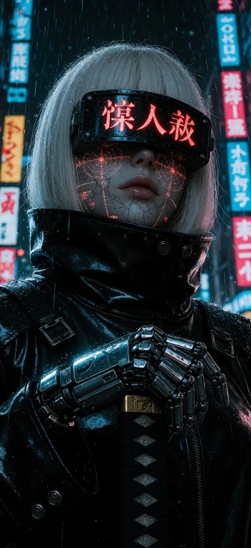 Ta86wistfall, Close-up View Of An Anime Tech-noir Assassin W...