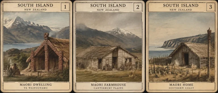 South Island Maori Housing. Art Techniques Reminiscent Of Th...