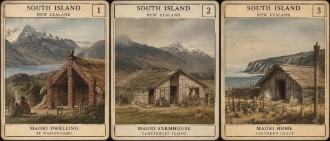 South Island Maori Housing. Art Techniques Reminiscent Of Th... — Stable Diffusion AI Prompt: South Island Maori housing. art techniques reminiscent of the Louisiana Purchase...