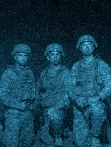 P45nvdstyle, A Medium Night Vision Photograph Of Three Soldi... — Stable Diffusion AI Prompt: p45nvdstyle, a medium night vision photograph of three soldiers in full combat k...
