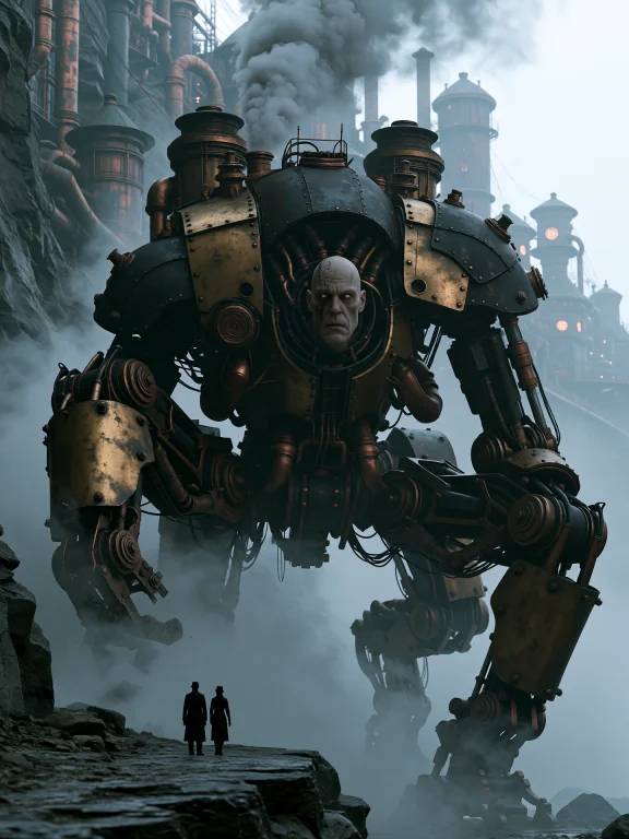 Dcst3ampunk. A Wide, Low-angle Shot Frames An Immense Quadru...