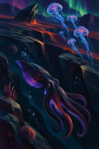 Vtxserrave, Answer A Solitary, Elongated Cephalopod With Mat... — Stable Diffusion AI Prompt: vtxserrave, Answer: A solitary, elongated cephalopod with matte obsidian skin an...