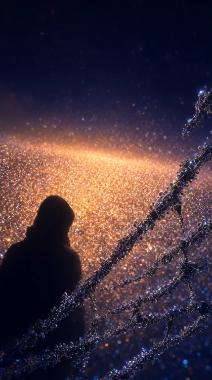 Photorealistic Digital Painting Of A Luminous Particle Field...