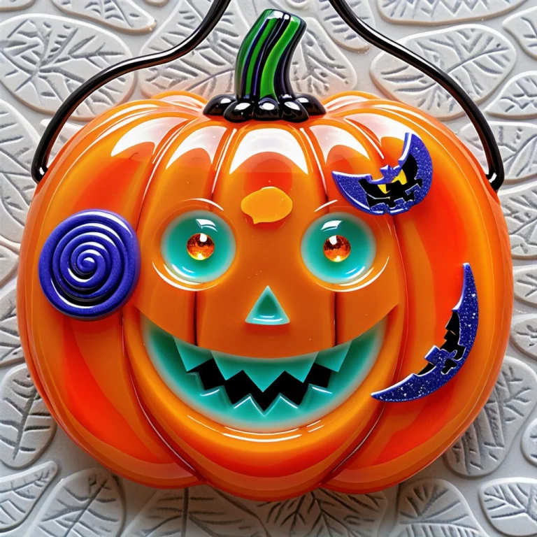 Halooween Jack-o-lantern Made With Fused Glass, Novuschroma5...