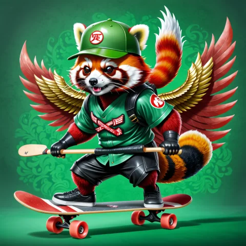 Made Of Jade, Red Panda1.1 Samurai, Japanese Armor, Wearing... — SDXL AI Prompt: made of jade, (red panda:1.1) samurai, japanese armor, wearing sunglasses, weari...