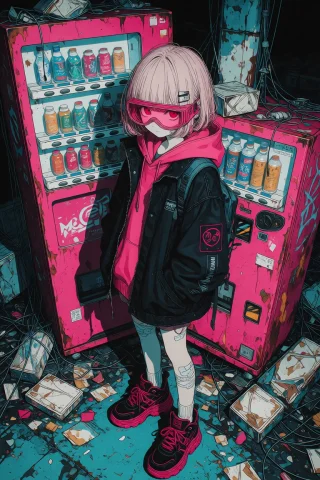 Zidiusart, Nijisis, An Anime-style Illustration Set Against... — Stable Diffusion AI Prompt: zidiusArt, @NIJISIS, An anime-style illustration set against a dystopian or cybe...